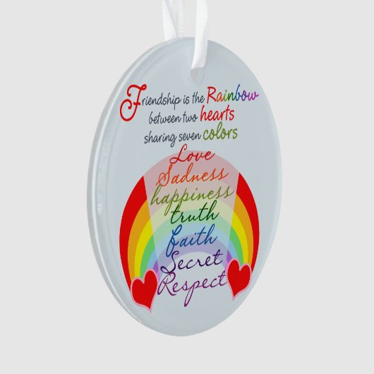 Vriendschap is het ontwerp van het regenbooghandbo ornament (voorkant)
