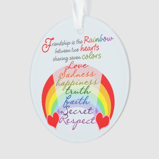 Vriendschap is het ontwerp van het regenbooghandbo ornament (voorkant)