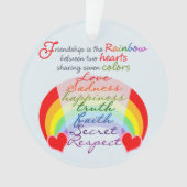Vriendschap is het ontwerp van het regenbooghandbo ornament (voorkant)