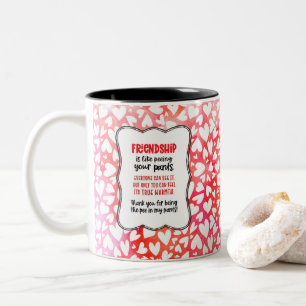 Vriendschap is net als je Valentijn Fun pingelen Tweekleurige Koffiemok