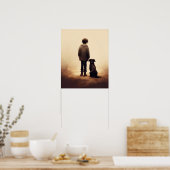 Vriendschap, jongen en zijn hond poster (Keuken)
