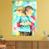 Vriendschap - Kinder beugeling - Vredesliefde - Sc Canvas Afdruk (Insitu (Woonkamer))