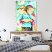 Vriendschap - Kinder beugeling - Vredesliefde - Sc Canvas Afdruk (Insitu (Slaapkamer))