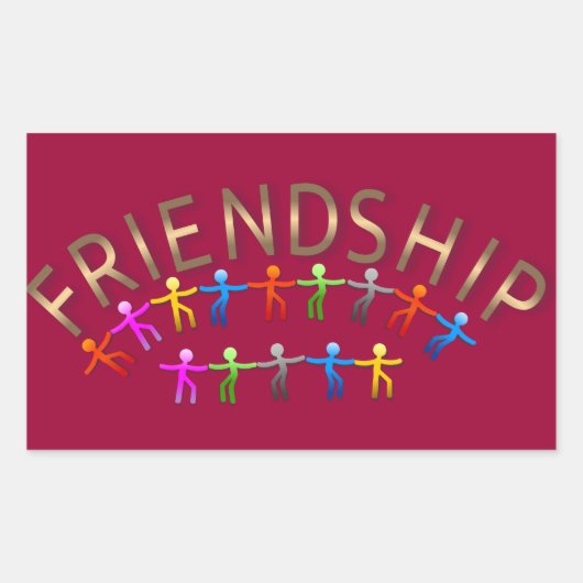 Vriendschap, Kinder Holding Handen Ontwerp Rechthoekige Sticker (Voorkant)