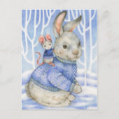 Vriendschap Konijn en Muis Schattigee kerst Kaart (Voorkant)