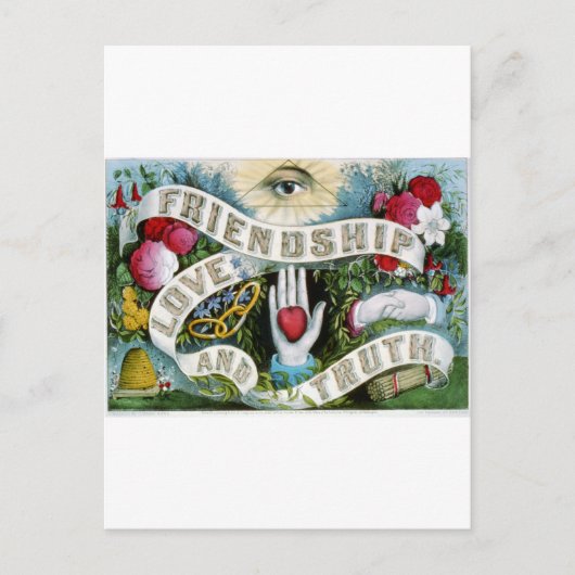 Vriendschap, liefde en waarheid briefkaart (Voorkant)
