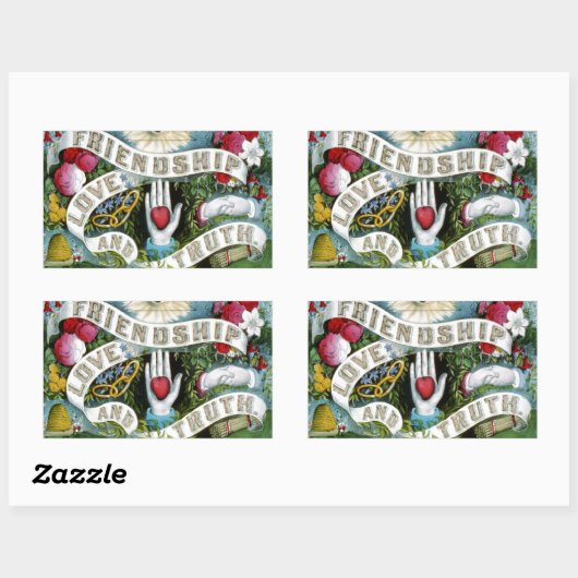 Vriendschap, Liefde en Waarheid Rechthoekige Sticker (Vel)