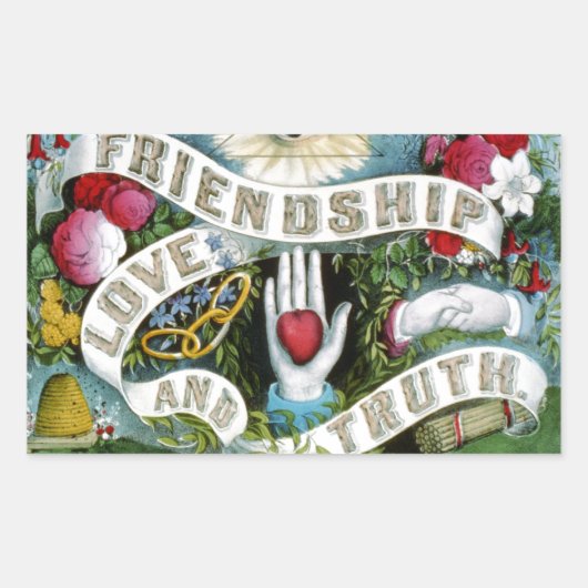 Vriendschap, Liefde en Waarheid Rechthoekige Sticker (Voorkant)