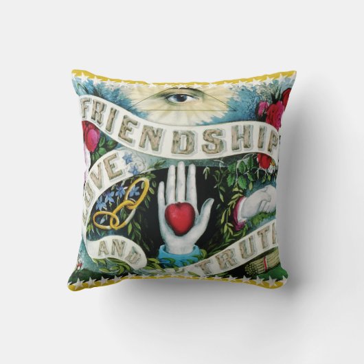 Vriendschap Liefde Waarheid Spandoek met Harten Ha Kussen (Achterkant)