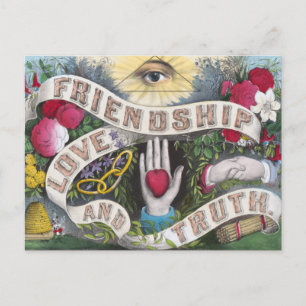 Vriendschap, liefde, waarheid Vintage Briefkaart