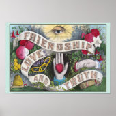 Vriendschap, liefde, waarheid Vintage Poster (Voorkant)