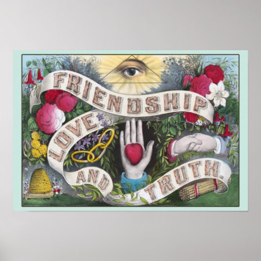 Vriendschap, liefde, waarheid Vintage Poster (Voorkant)