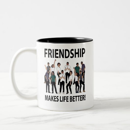 Vriendschap maakt het leven vriendschap tweekleurige koffiemok (Links)