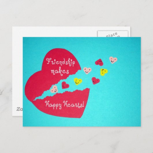 Vriendschap maakt vrolijke harten! briefkaart (Voorkant / Achterkant)