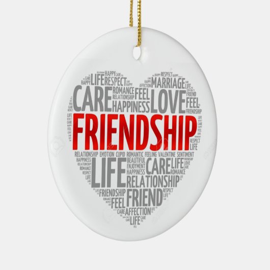 VRIENDSCHAP/MERRY CHRISTMAS AAN DE ANDERE ZIJDE KERAMISCH ORNAMENT (Rechts)