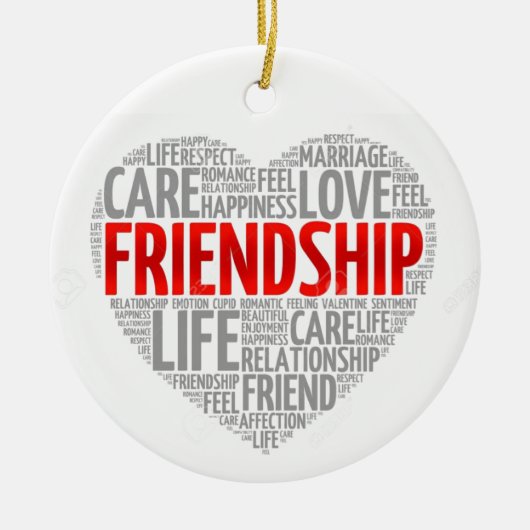 VRIENDSCHAP/MERRY CHRISTMAS AAN DE ANDERE ZIJDE KERAMISCH ORNAMENT (Voorkant)