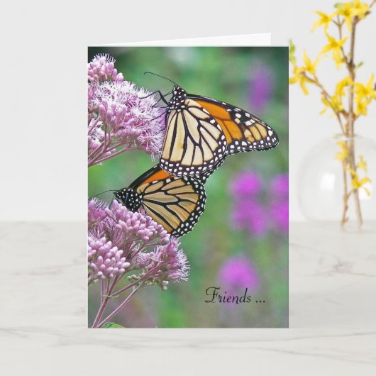 Vriendschap-monarch vlinders kaart (Gele Bloem)