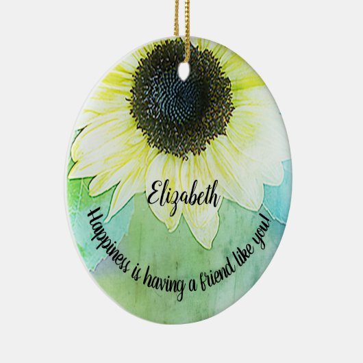 Vriendschap Monogram Zonnebloem Geluk Keramisch Ornament (Rechts)