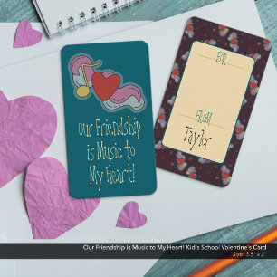 Vriendschap Muziek Kind School Valentijns Kaart Notitiekaartje