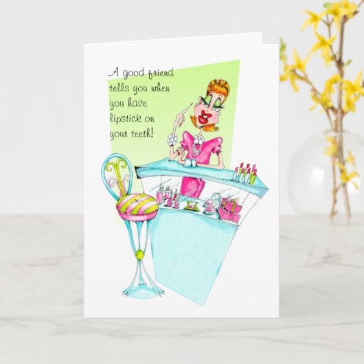 Vriendschap of B-day lippenstift op je tandenkaart Kaart (Gele Bloem)