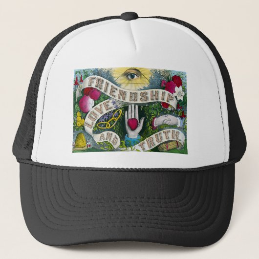 Vriendschap of het allesziende oog - symbool trucker pet (Voorkant)