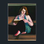 vriendschap | Over jou nadenken Briefkaart<br><div class="desc">Dame gewoon ontspannen en lezen boek kunst.</div>