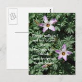 Vriendschap - paarse bloemen briefkaart (Voorkant / Achterkant)