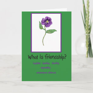 Vriendschap Paarse Pansy Vriend Papier Kaart