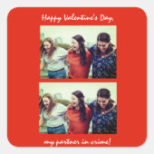 Vriendschap Partner in Crime Funny Valentijnsdag Vierkante Sticker (Voorkant)