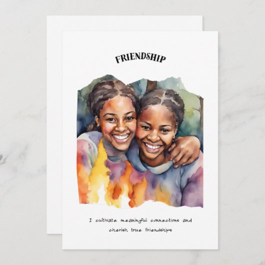 Vriendschap positieve affirmatie Kaart (Voorkant / Achterkant)