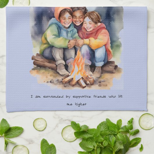 Vriendschap positieve bevestiging theedoek (Gevouwen)