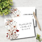 Vriendschap Quote Engels/Japans Bloemen Notecard Notitiekaartje