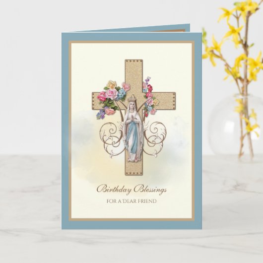 Vriendschap Religieuze Maagd Mary Floral katholiek Kaart (Gele Bloem)