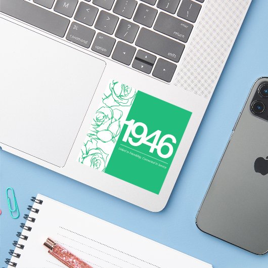 Vriendschap & Service Erfgoed Vinyl Label (Laptop met iPhone)