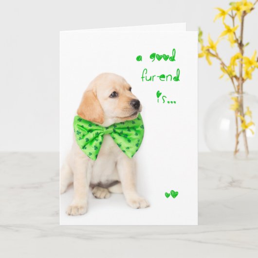 Vriendschap St Patricks Day Puppy Kaart (Gele Bloem)