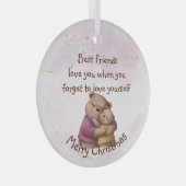 Vriendschap Teddy Bear houdt van je Inspirerend Glas Ornament (Voorkant Rechts)