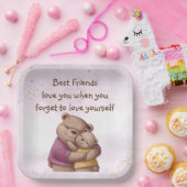 Vriendschap Teddy Bear houdt van je Inspirerend Papieren Bordje (Feest)