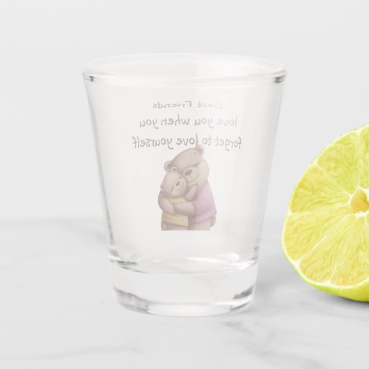 Vriendschap Teddy Bear houdt van je Inspirerend Shot Glas (Achterkant)