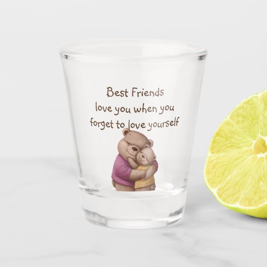 Vriendschap Teddy Bear houdt van je Inspirerend Shot Glas (Voorkant)
