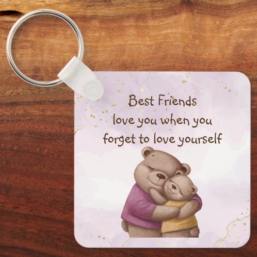 Vriendschap Teddy Bear houdt van je Inspirerend Sleutelhanger (Voorkant)
