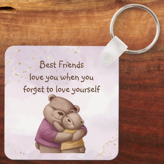 Vriendschap Teddy Bear houdt van je Inspirerend Sleutelhanger (Achterkant)