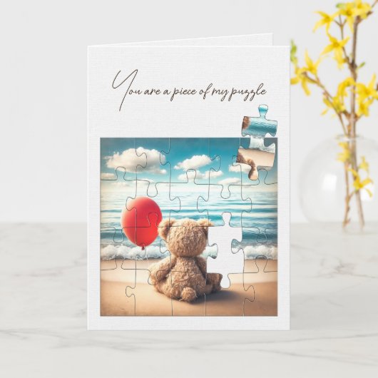 Vriendschap Teddy Bear Jigsaw Puzzel Kaart (Gele Bloem)