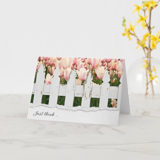 Vriendschap Tulpen en oude hek Kaart (Gele Bloem)