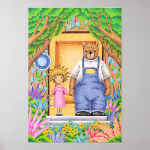 Vriendschap tussen een beer en een meisje. poster