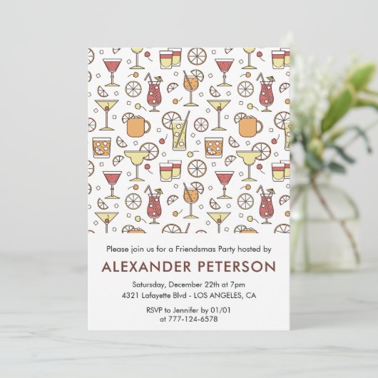Vriendschap uitnodigingen Cocktail Patroon (Staand voorkant)