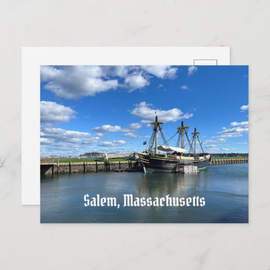 Vriendschap van het Salem-schip in Salem Massachus Briefkaart (Voorkant / Achterkant)