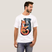 Vriendschap van honden en katten t-shirt (Voorkant volledig)