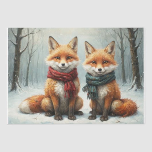 Vriendschap van vossen - Decoupage - Tissuepapier (Voorkant)