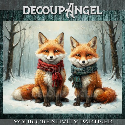 Vriendschap van vossen - Decoupage - Tissuepapier