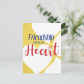 "Vriendschap verwarmt het hart" briefkaart (Staand voorkant)